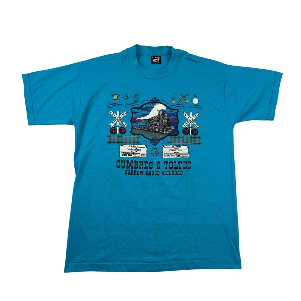 Vintage Best Fruit Loom T-Shirt Mens Large Cumbres & Toltec Railroad Train 80s